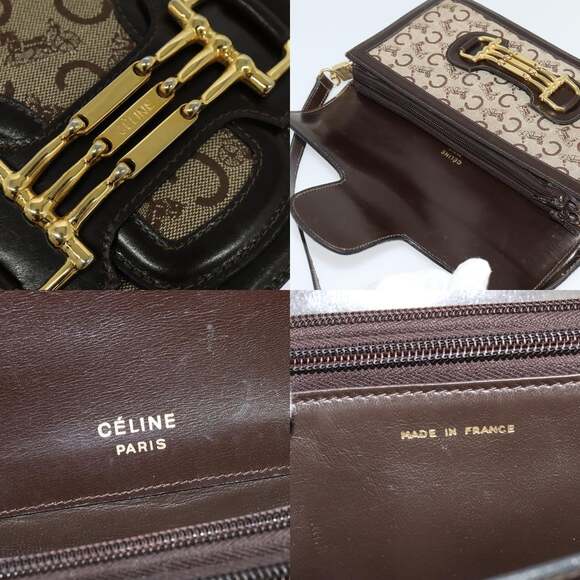 CELINE C Sulky Shoulder Bag Canvas Brown Gold - Picture 11 of 13